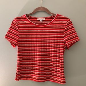 Red striped cropped t-shirt